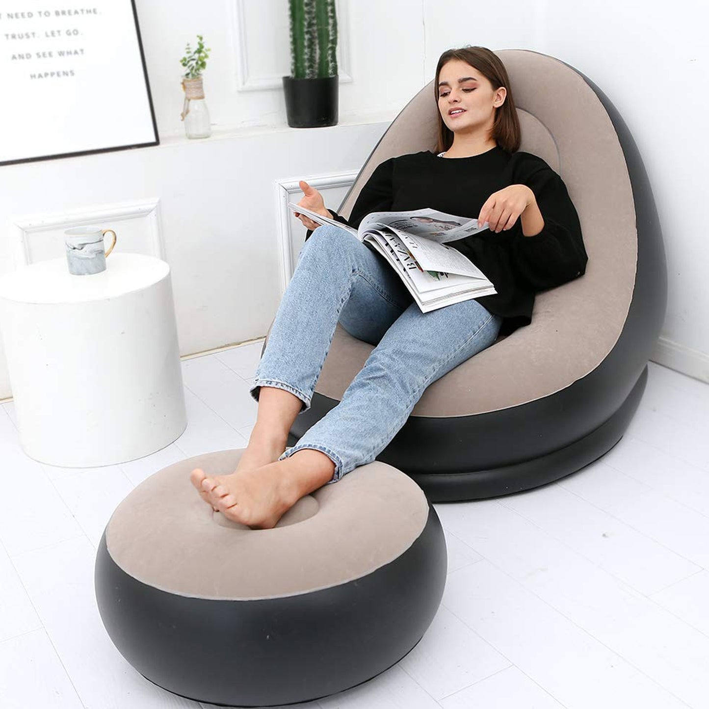 Inflatable Lounge Chair with Ottoman - Portable Air Sofa for Indoor & Outdoor Use - Happy Price - Image 2