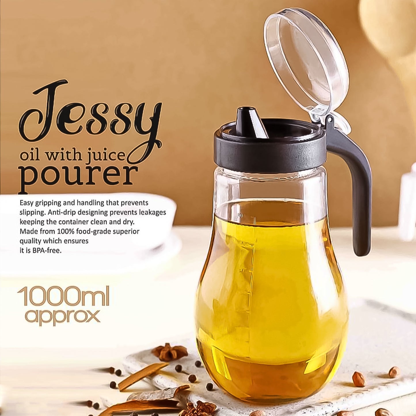 Apex Jessy Oil And Juice Pourer Dispenser Bottle Approx 1000ml (1 Pc) - Happy Price - Image 6