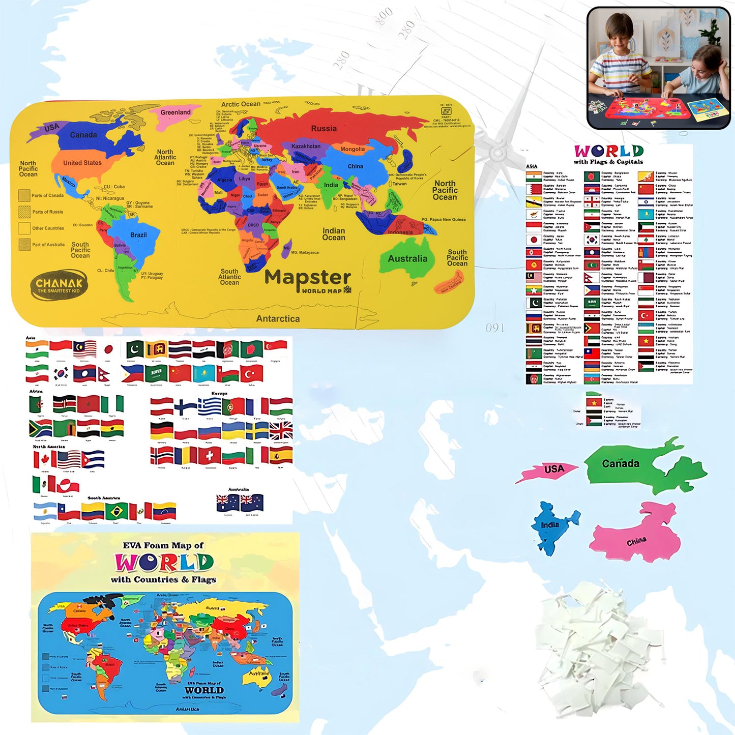 Aditi World Map EVA Foam Puzzle for Kids - Learn Countries, Capitals & Flags - Happy Price - Image 3