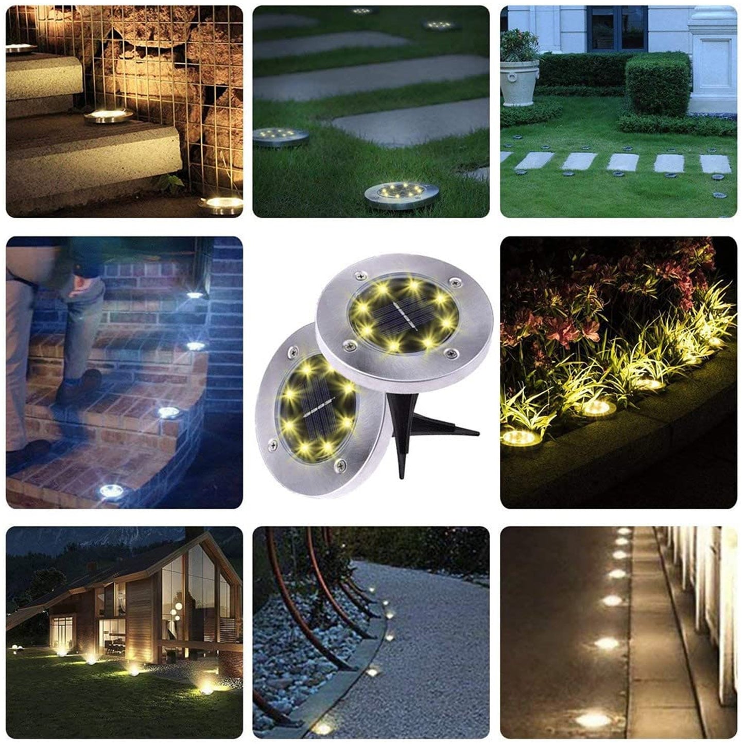 Solar Powered LED Garden Lights - Pack of 4 Waterproof Stainless Steel Pathway Lights - Happy Price - Image 6