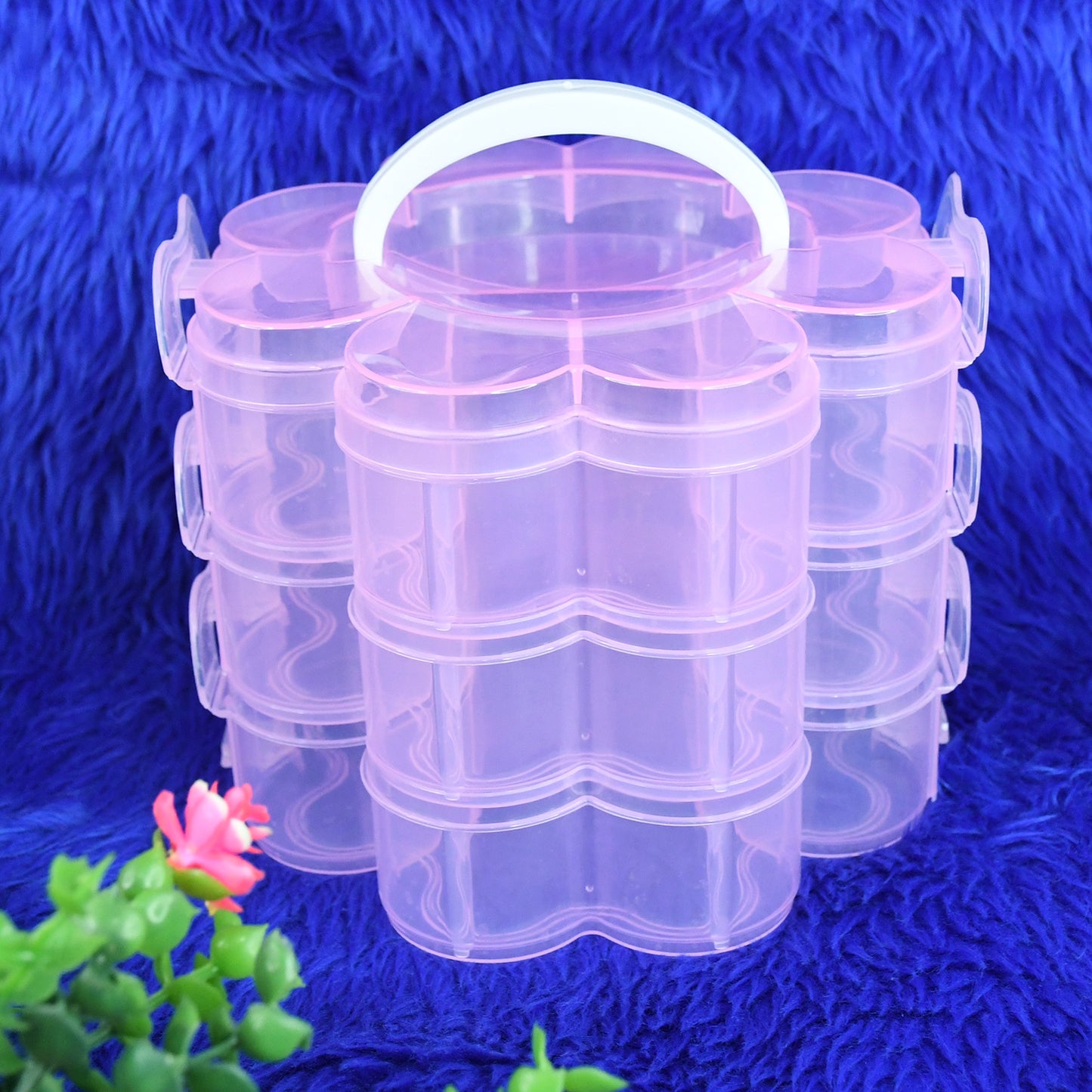 3-layer Transparent Plastic Flower-shaped Storage Box With 9 Grids - Happy Price - Image 3