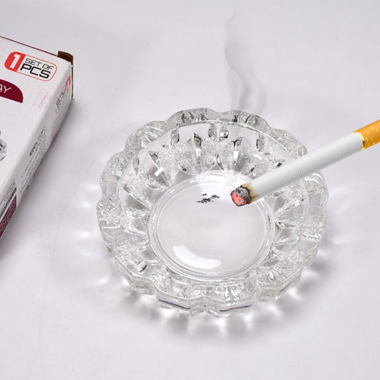 Paricutin Glass Crystal Quality Cigar Cigarette Ashtray Round Tabletop For Home Office Indoor Outdoor Home Decor - Happy Price - Image 1