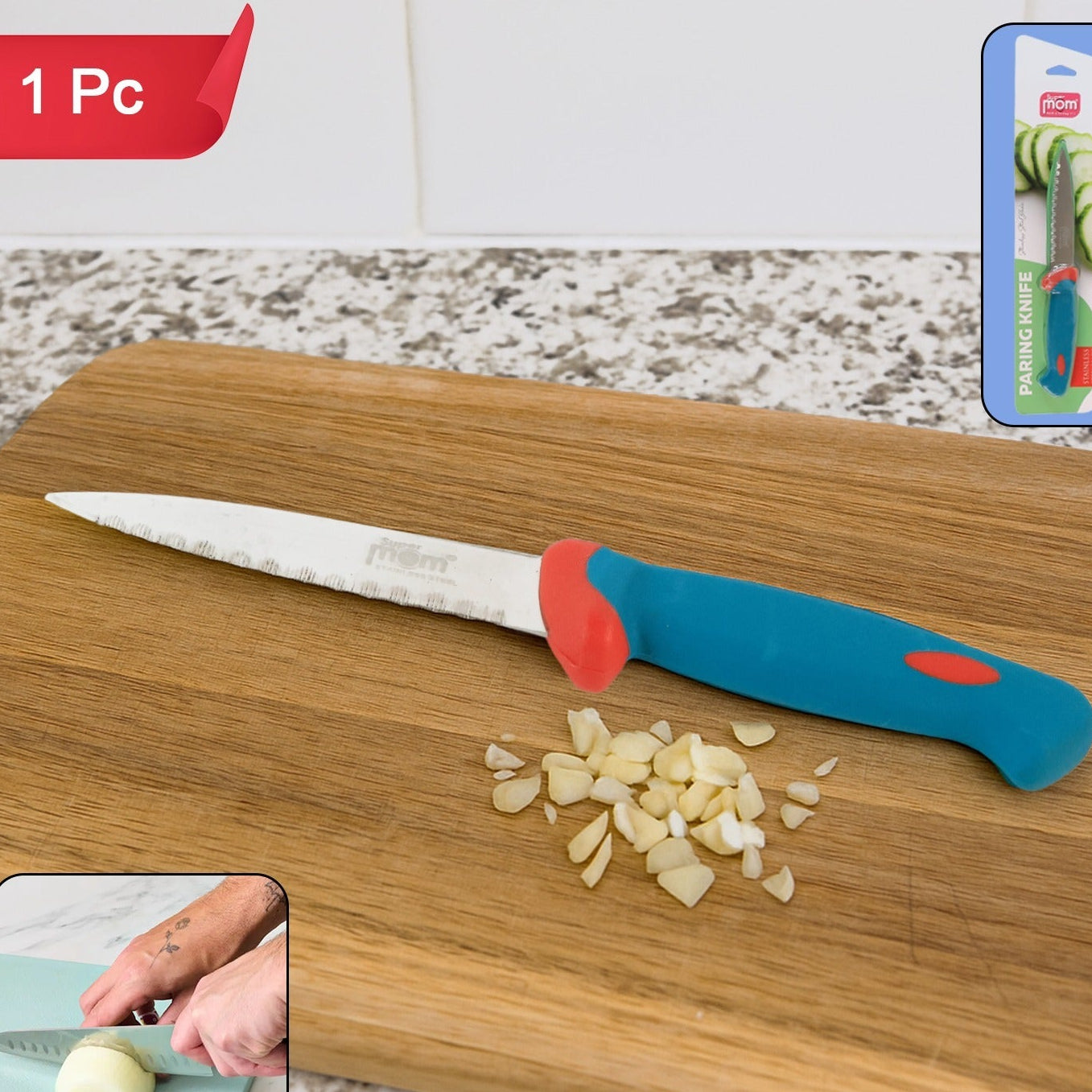 Premium Stainless Steel Paring Knife with Anti-Slip Handle - 1 Pc - Happy Price - Image 1