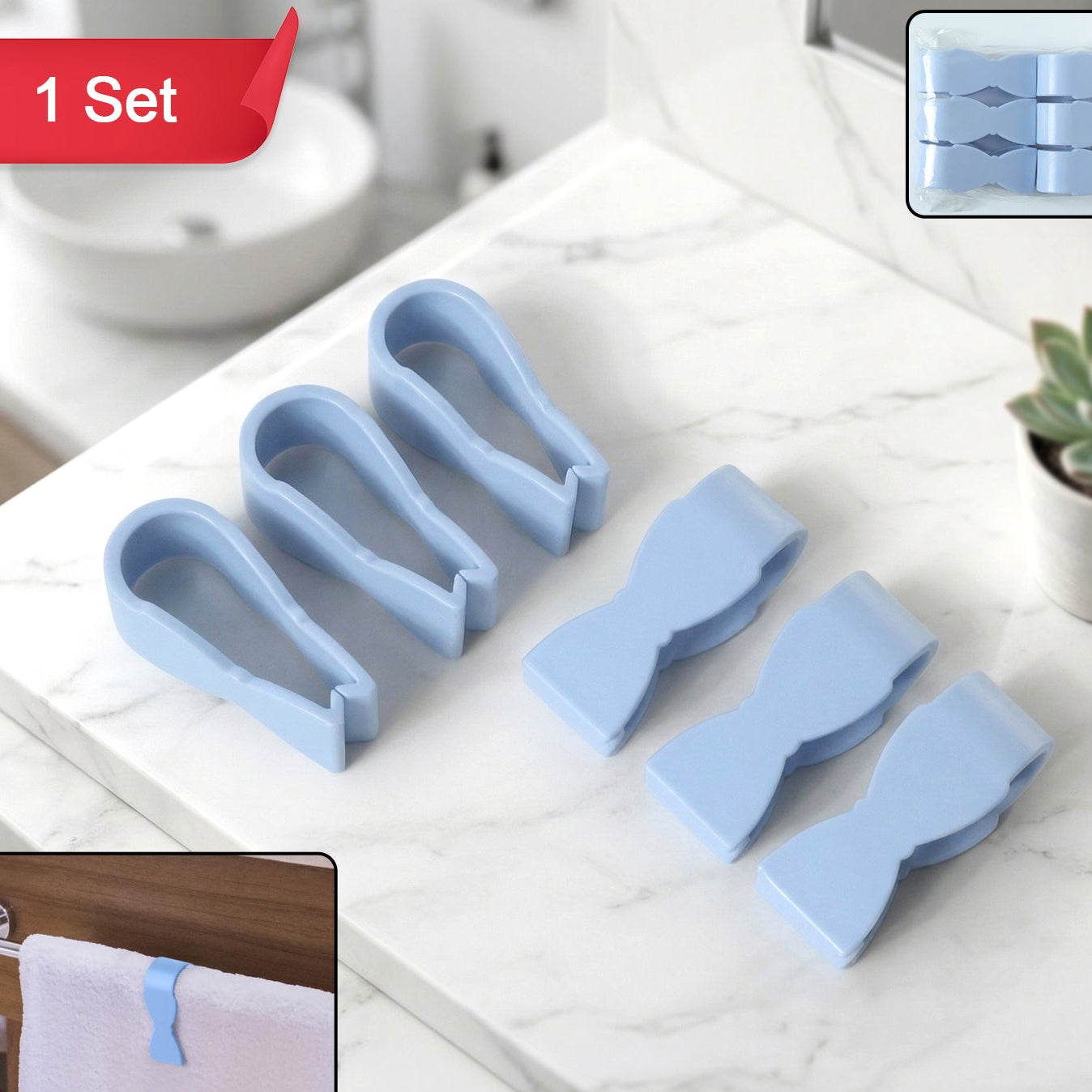 Multipurpose Towel Holder Clips Set (6 Pc Set)