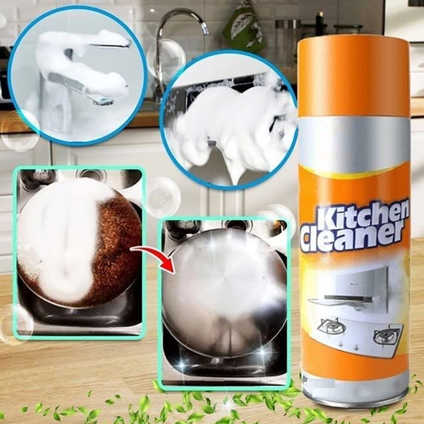 Multipurpose Bubble Foam Cleaner Kitchen Cleaner Spray Oil  Grease Stain Remover Chimney Cleaner Spray Bubble Cleaner All Purpose Foam Degreaser Spray (500 Ml) - Happy Price - Image 6