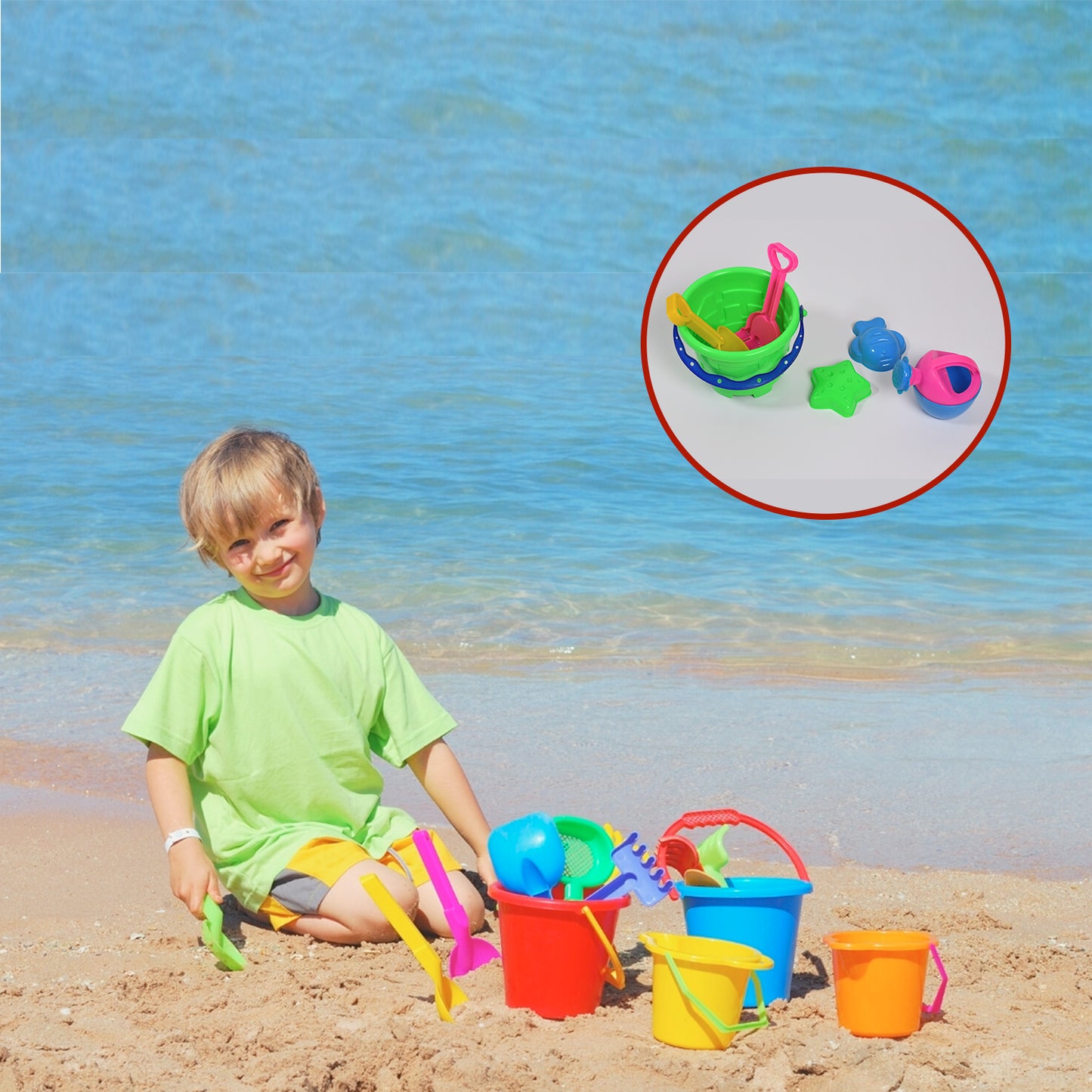 Sand Game Castle Building Plastic Beach Toy Set For Kids Summer Fun Creative Activity Playset Gardening Tool With Accessories  Bucket-pack Of 6 Pcs - Happy Price - Image 5