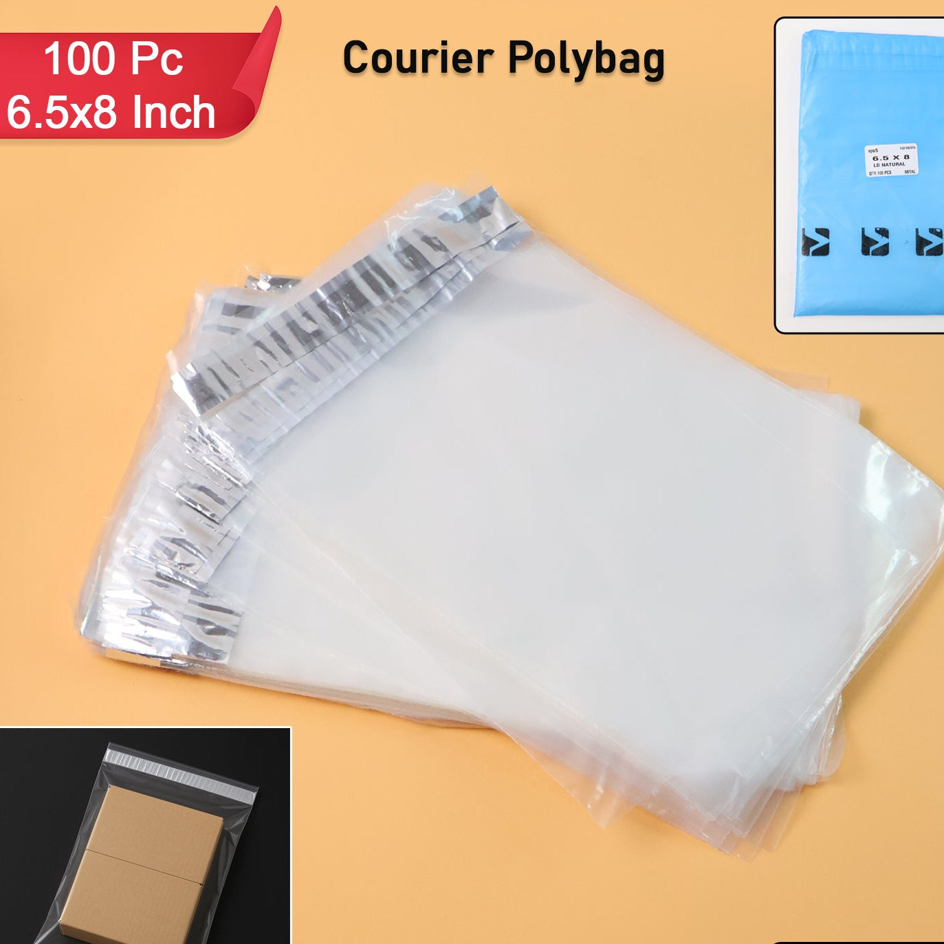 Self-Adhesive Courier Bags, 6.5x8 Inch, 100 Pcs - Tamper-Proof Shipping Envelopes - Happy Price - Image 1