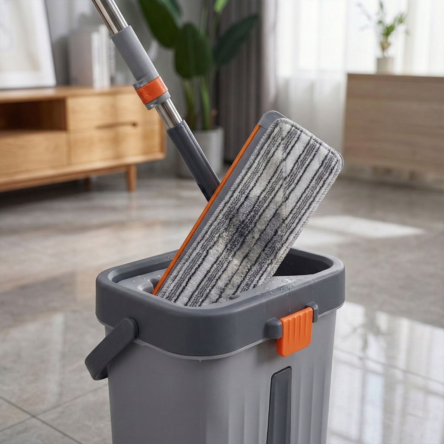 Compact Flat Mop and Bucket Set with Wringer for Home Cleaning - Happy Price - Image 6