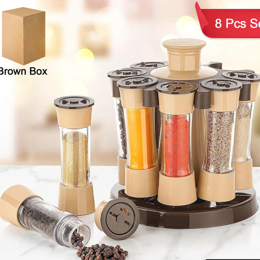 360 Revolving Spice Rack For Kitchen And Dining Table 8 Spice Jars - Happy Price - Image 1