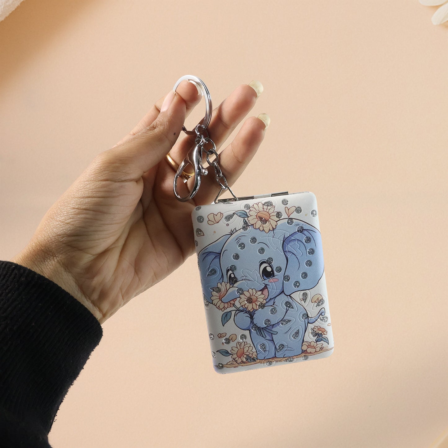 Cute Elephant Foldable Mirror Keychain (1 Pc) - Compact Travel Makeup Mirror - Happy Price - Image 5