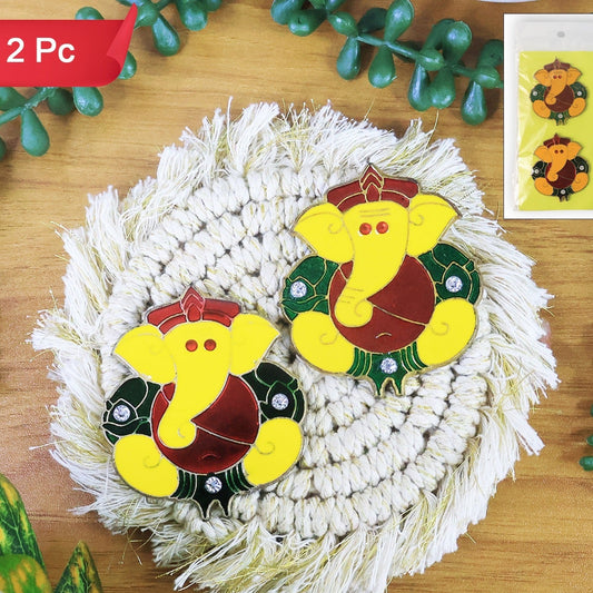 2 Pcs Lord Ganesha Wall Stickers - Decorative Ganpati Decals for Home & Temple - Happy Price - Image 1