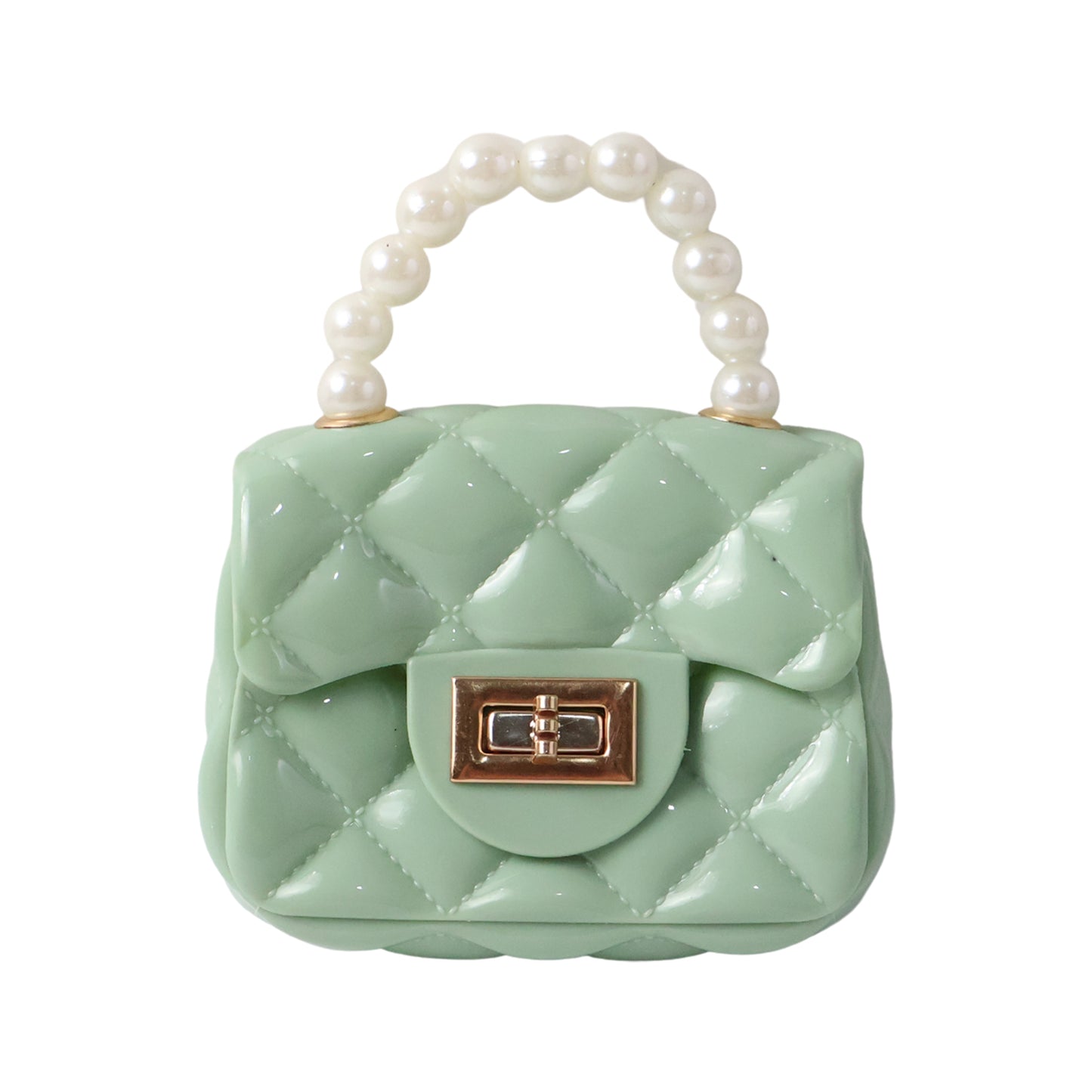 Quilted Mini Handbag with Pearl Handle & Chain Strap (1 Pc) - Happy Price - Image 6