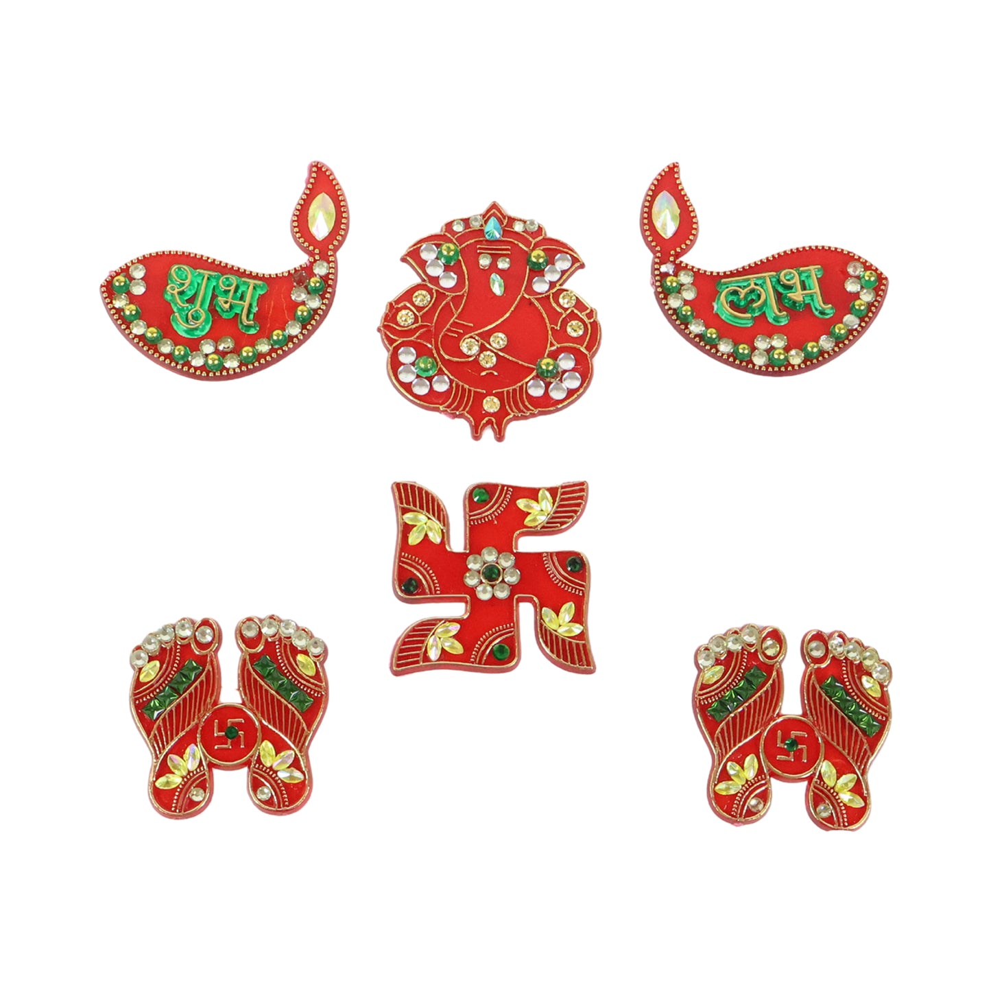 Decorative Shubh Labh Door Hanging Set - 6 Pcs for Home Entrance & Pooja Room - Happy Price - Image 2
