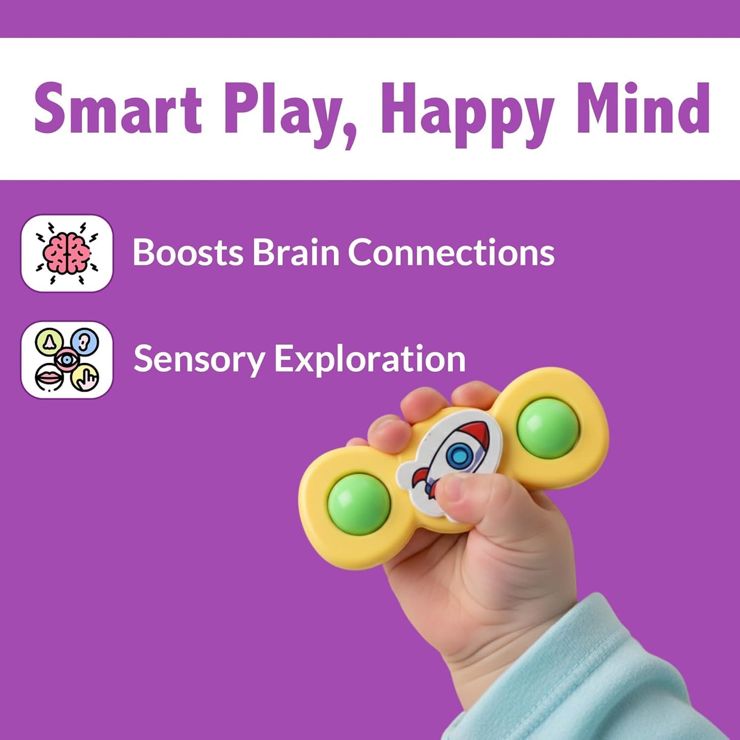 3 Pc Baby Spinner Toy Set with Suction Cups for Sensory Play - Happy Price - Image 3