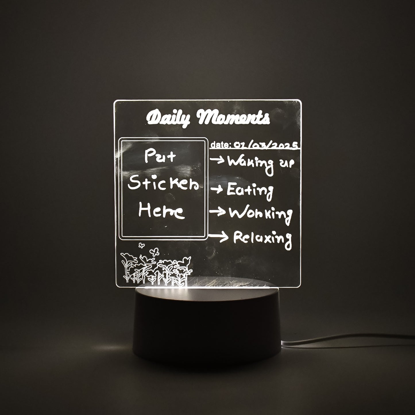 Heart Shape Acrylic Message Board with LED Light - Erasable Drawing Lamp for Notes & Decor (1 Pc) - Happy Price - Image 5