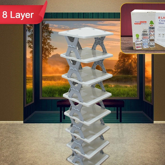 Smart Shoe Rack Shoes Stand Multifunctional Entryway Foldable  Collapsible Door Shoe Rack Free Standing Heavy Duty Plastic Shoe Shelf Storage Organizer Narrow Footwear Home (1 Pc 4 Layer 6 Layer 8 Layer) - Happy Price - Image 1