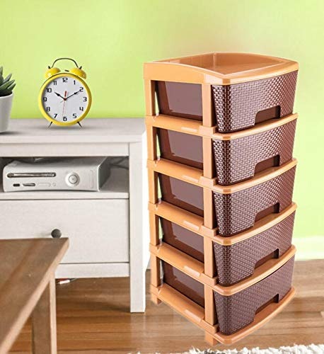 5tier Plastic Modular Drawer System For Multiple Use (Brown Colour) - Happy Price - Image 3
