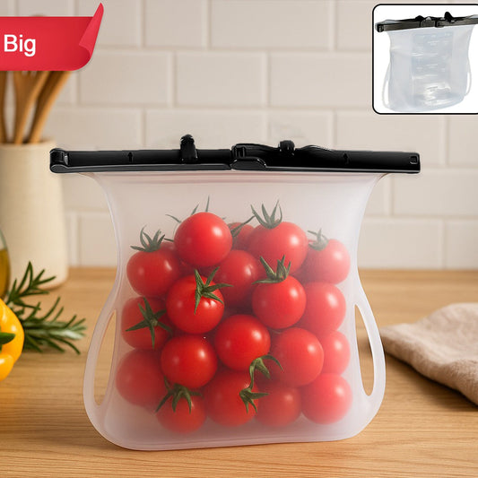 Reusable Silicone Food Storage Bag Set Leakproof Lock Reusable Flat Bottom Freezer Bags Sandwich Bags Silicone Food Grade Kids Snack Bags Bpa Free Microwave Dishwasher Safe (1 Pc) - Happy Price - Image 1