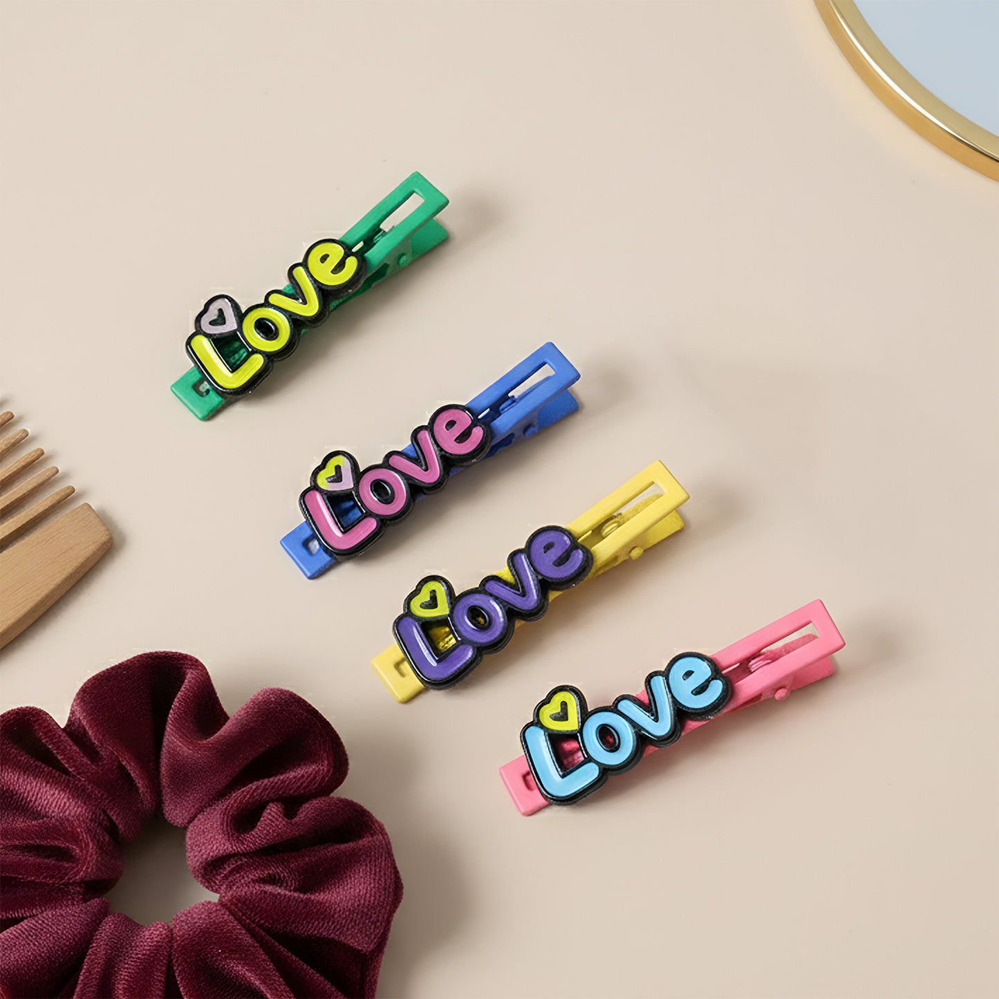 Decorative Text Design Hair Clips - Set of 4 Pieces - Happy Price - Image 3