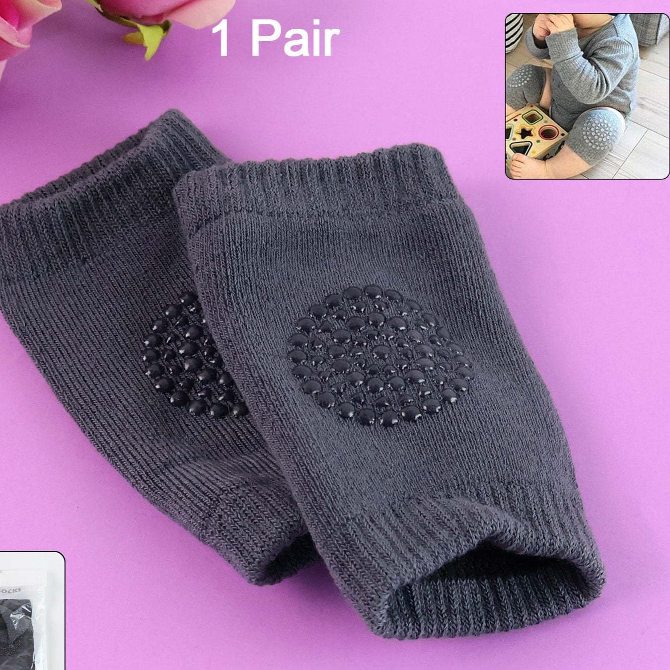 Dark Grey Toddler Wool Knit Leg Warmer (Knee Guard) - Happy Price - Image 1