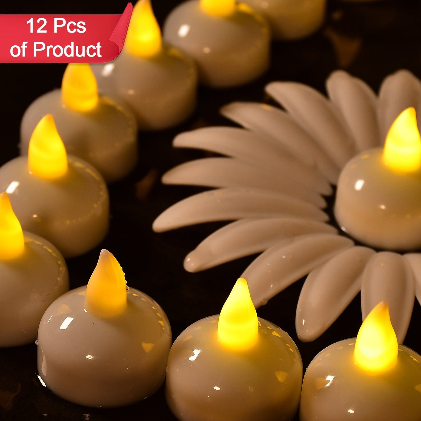 Set Of 12 Flameless Floating Candles Battery Operated Tea Lights Tealight Candle - Decorative Wedding. - Happy Price - Image 1