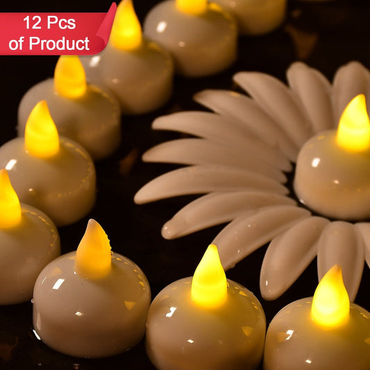 Set Of 12 Flameless Floating Candles Battery Operated Tea Lights Tealight Candle - Decorative Wedding. - Happy Price - Image 1