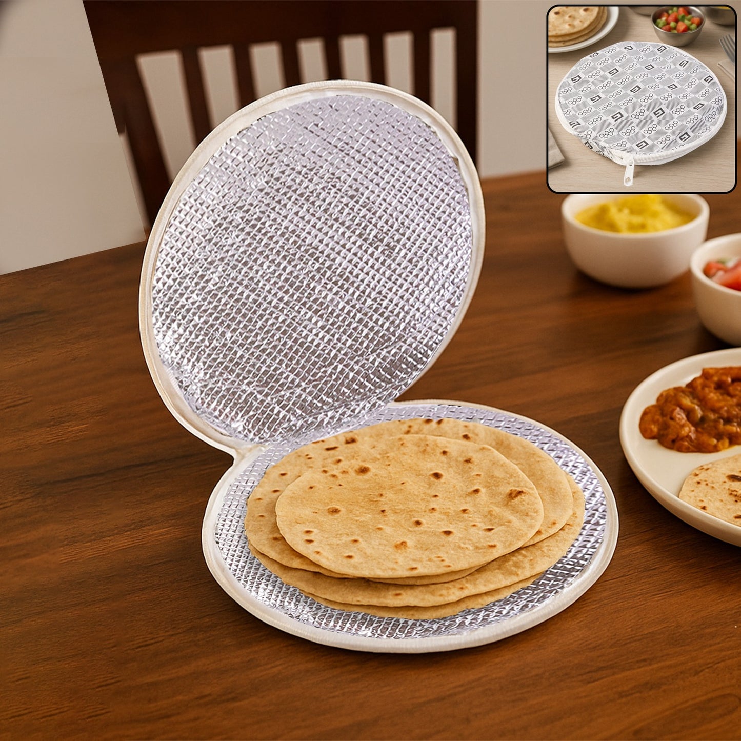 Insulated Roti Cover 23x23 cm - Keep Rotis Fresh & Warm (1 Pc) - Happy Price - Image 2