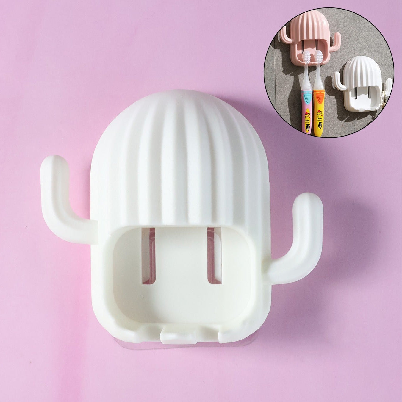 Cactus Design Wall Mount Toothbrush Holder - 1 Pc - Happy Price - Image 1