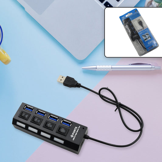 4 Port Usb Hub Usb 2.0 Hub Splitter High Speed With Onoff Switch Multi Led Adapter Compatible With Tablet Laptop Computer Notebook - Happy Price - Image 1