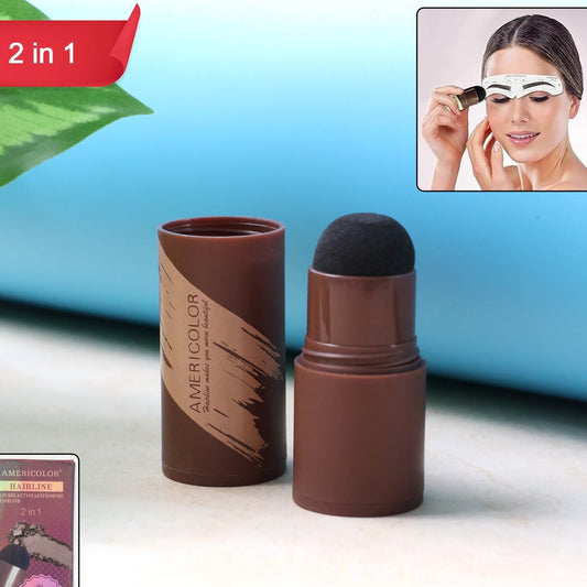 2-in-1 Hairline & Eyebrow Contour Powder Stick with Cushion Puff - Happy Price - Image 1