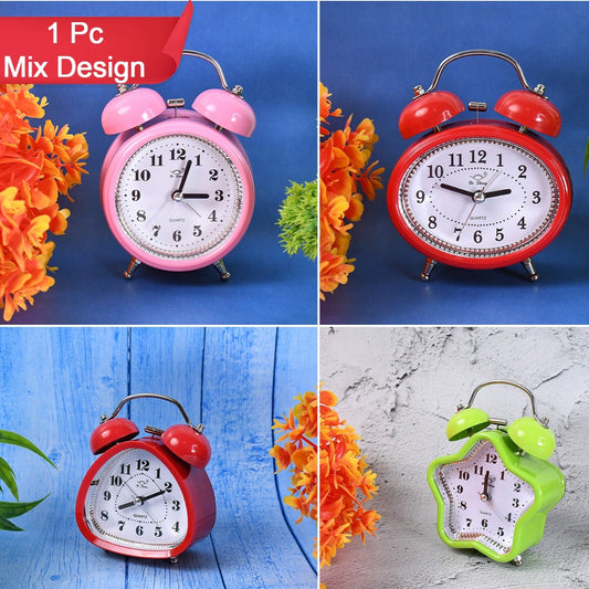 Mini Cute Alarm Clock Small Kids And Students (Mix Design  Color  1 Pc) - Happy Price - Image 1