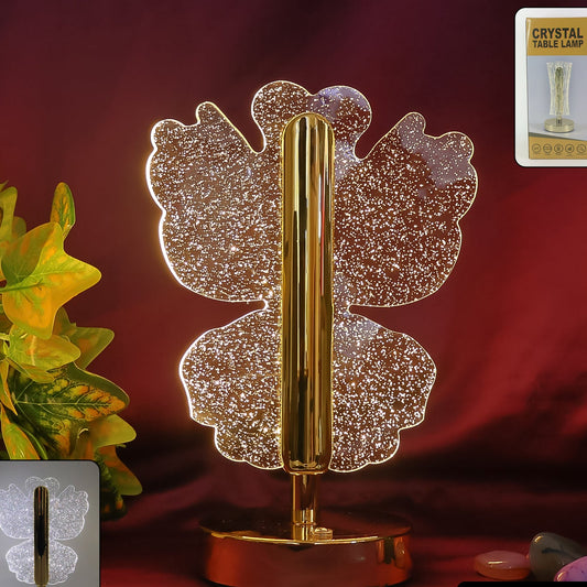 Crystal Table Lamp with Golden Base - USB Rechargeable LED Decorative Light (1 Pc) - Happy Price - Image 1