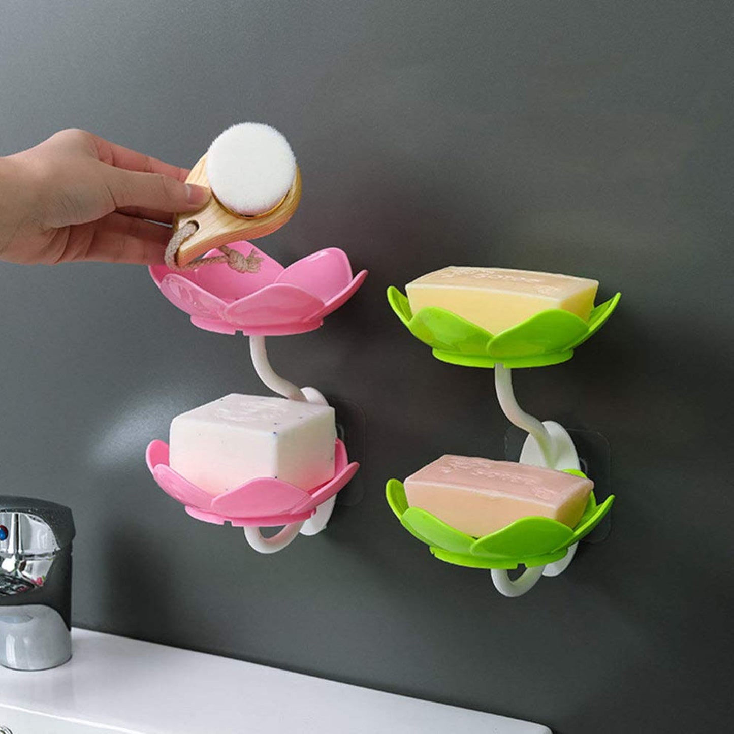 Dabble Layer Flower Self Draining Soap Dish Holder Bathroom Shower Soap Holder Dish Storage Plate Tray For Bathroom Kitchen Bathtub - Happy Price - Image 2