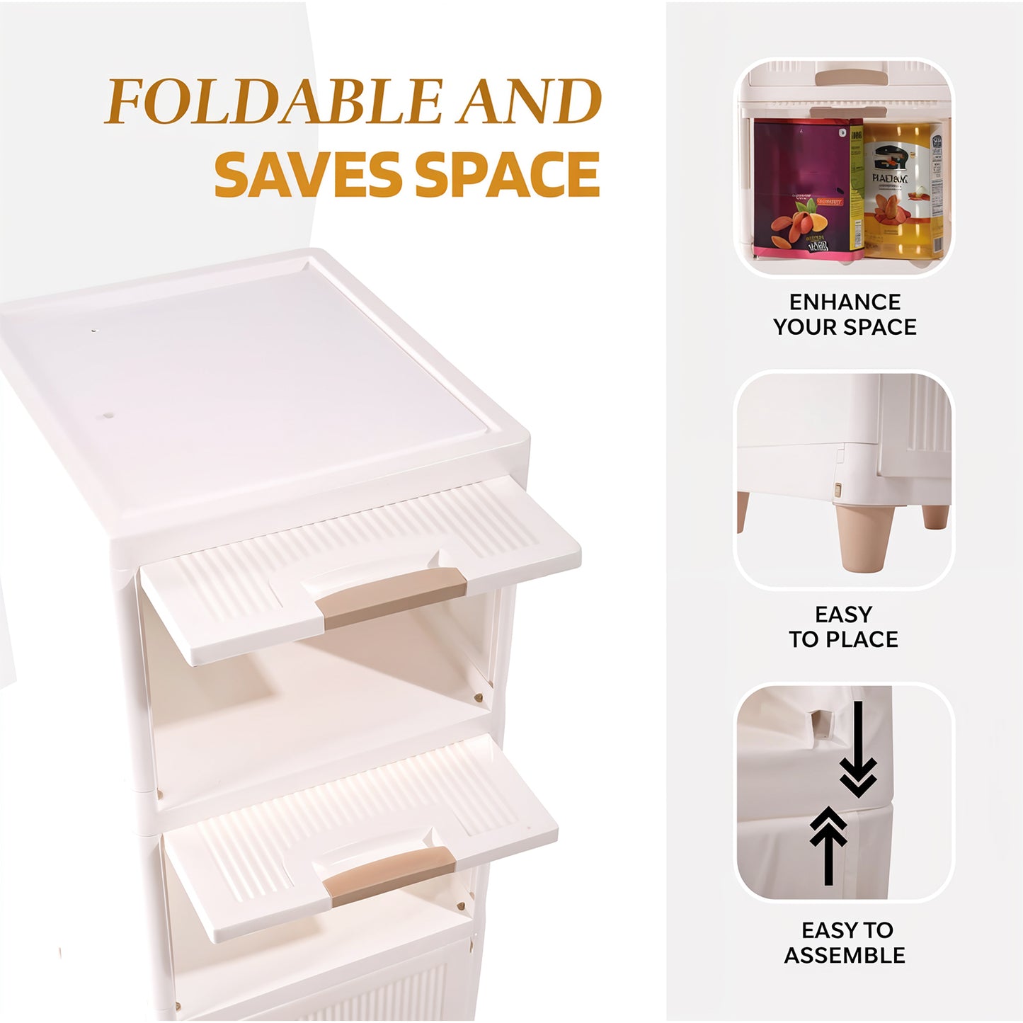 5-Layer Modular Plastic Drawer Cabinet for Home & Office Storage - Happy Price - Image 4