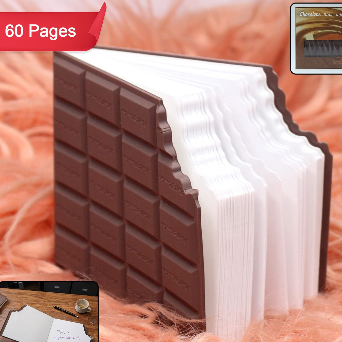 Chocolate Shaped Notebook  Diary 60 Pages (1 Pc)