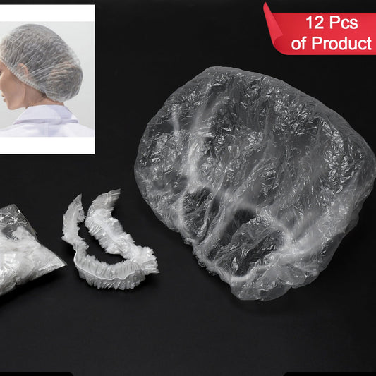 Disposable Shower Caps For Women Larger Thicker Waterproof And Individually Wrapped Plastic Elastic Hair Bath Caps For Hotel And Spa Hair Salon Home Use Portable Travel (Pack Of 12) - Happy Price - Image 1