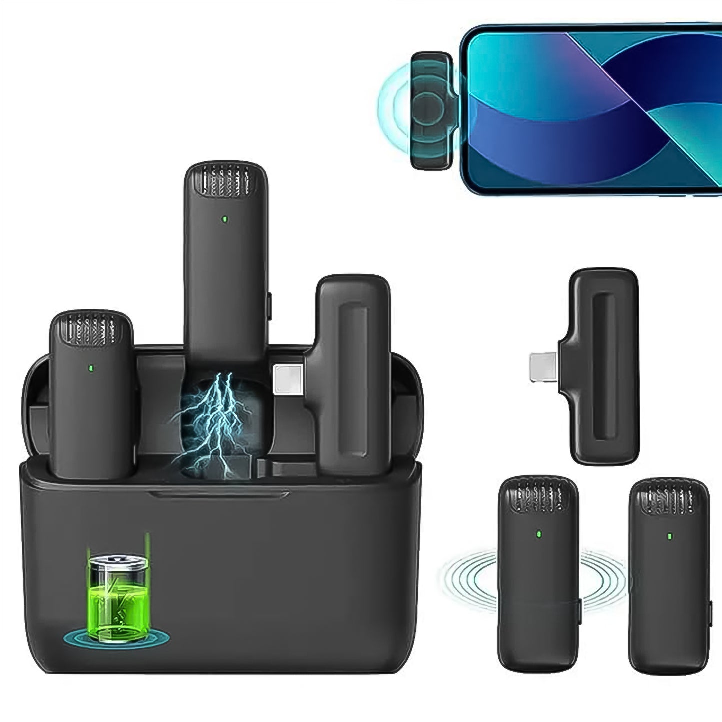 Wireless Microphones Collar Mic For All Smart Phone  Type-c  (1 Set) - Happy Price - Image 4