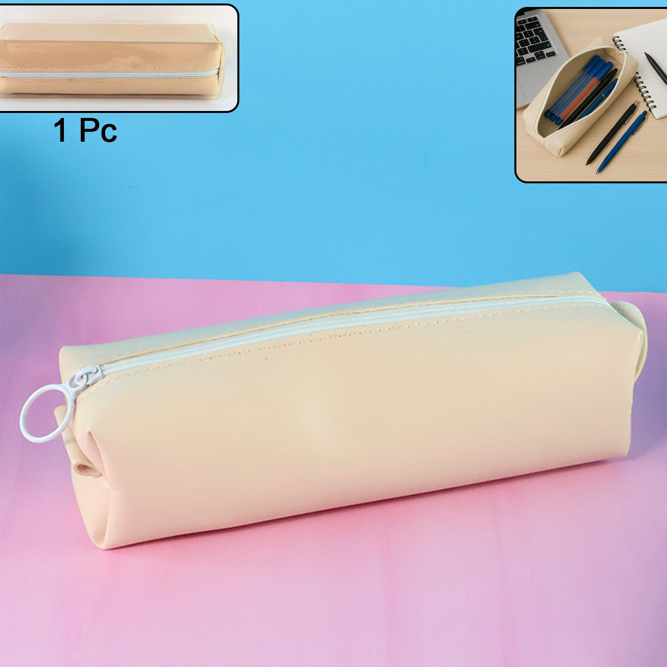 Slim PU Leather Pencil Pouch - 1 Pc - Happy Price - Image 1