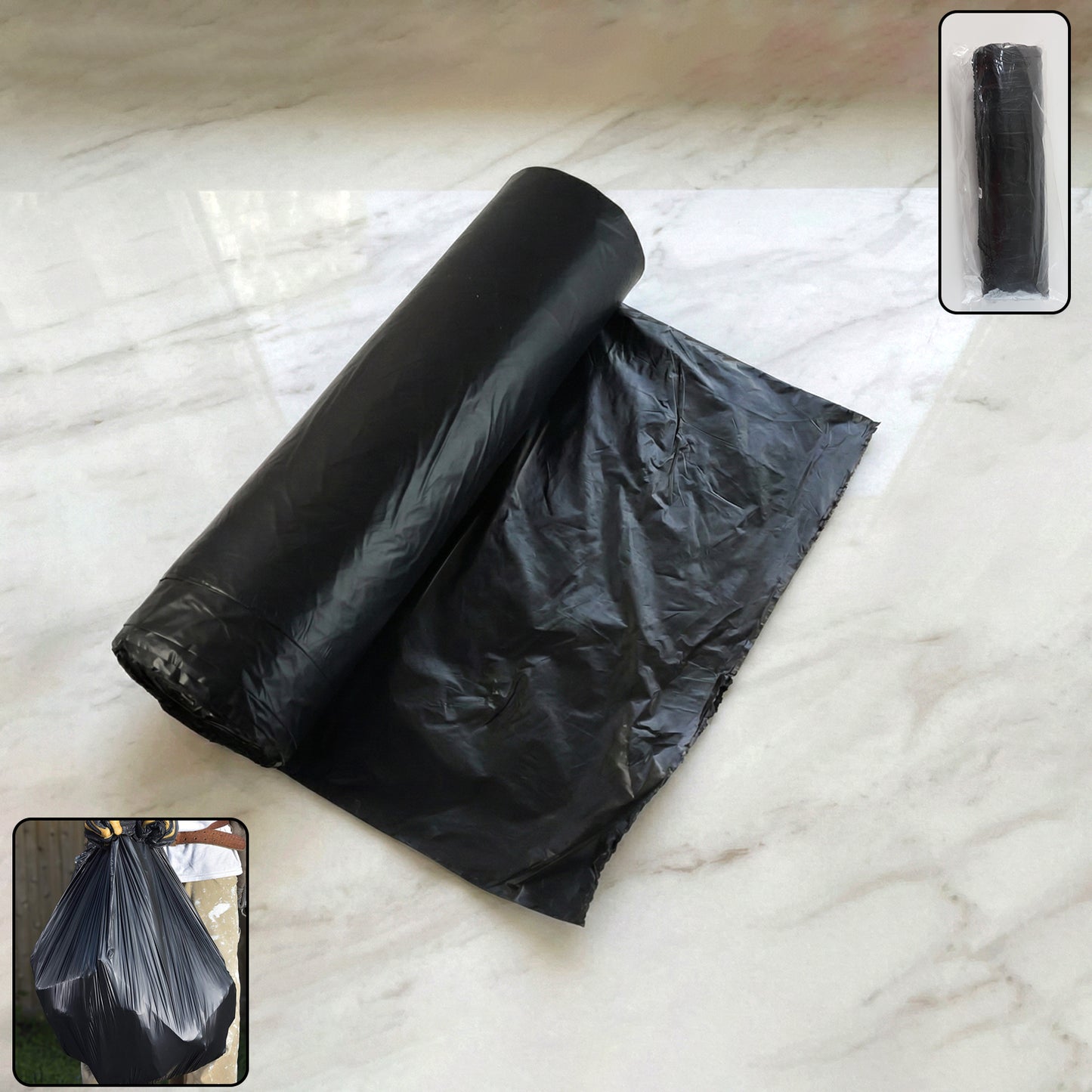 Heavy-Duty Black Garbage Bags Roll - 1 Roll for Home & Commercial Waste - Happy Price - Image 2