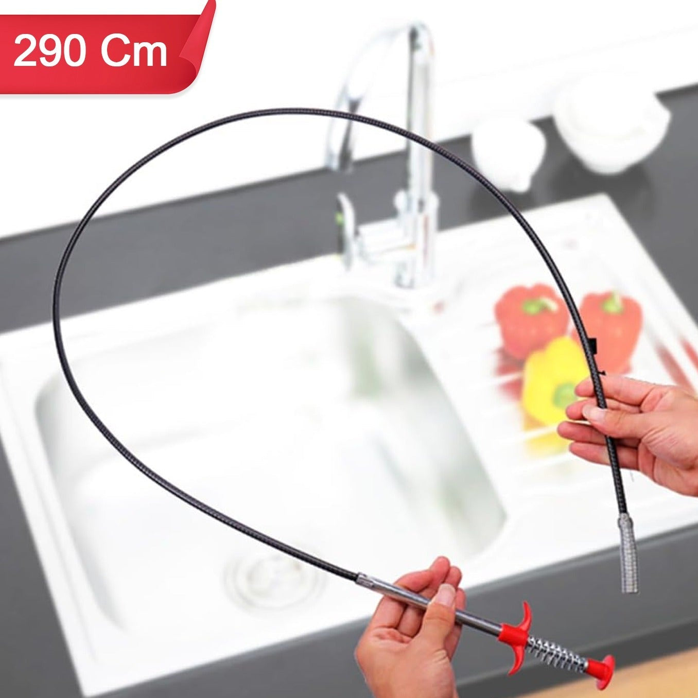 290 Cm Flexible Drain Cleaning Tool for Clogged Pipes - Happy Price - Image 1