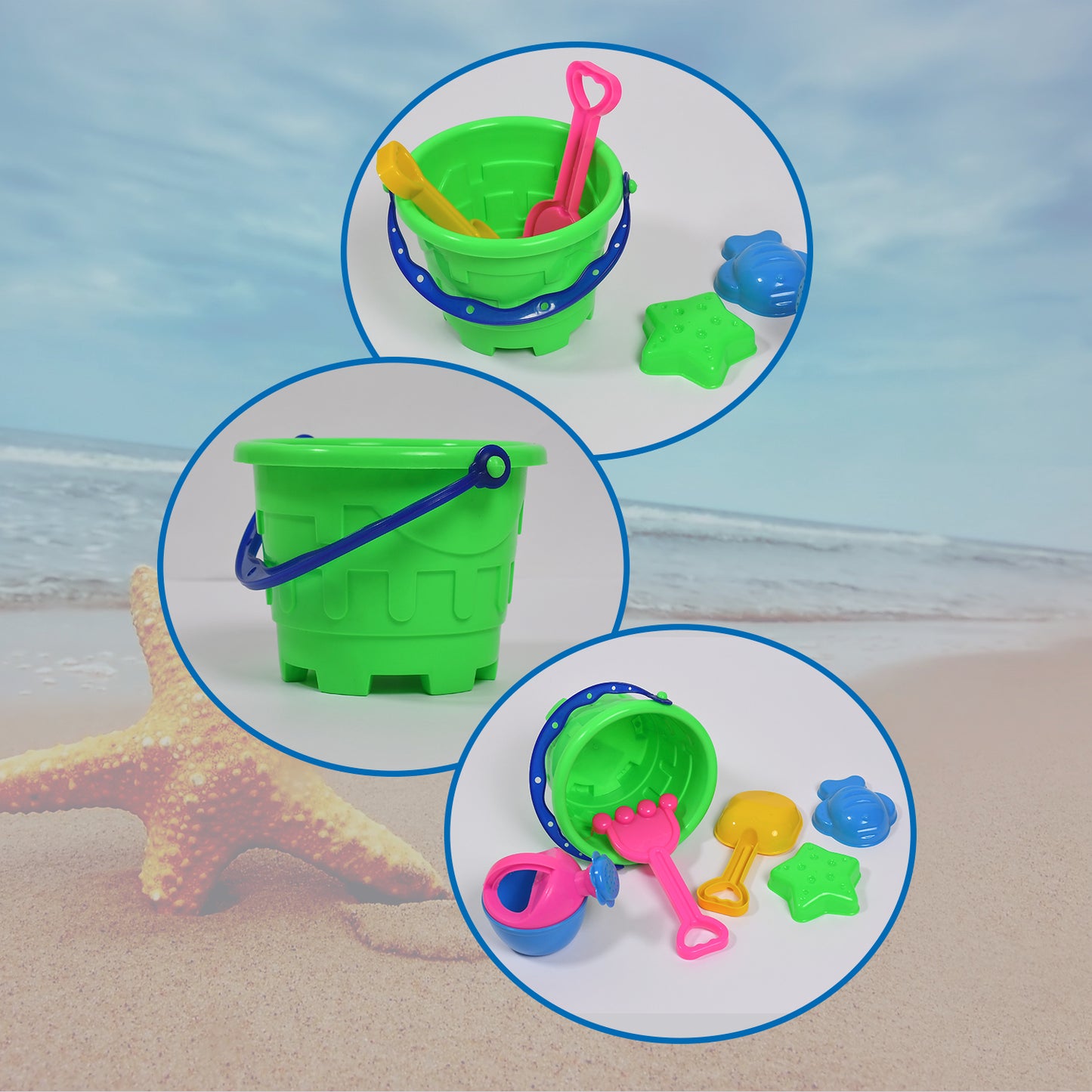 Sand Game Castle Building Plastic Beach Toy Set For Kids Summer Fun Creative Activity Playset Gardening Tool With Accessories  Bucket-pack Of 6 Pcs - Happy Price - Image 3
