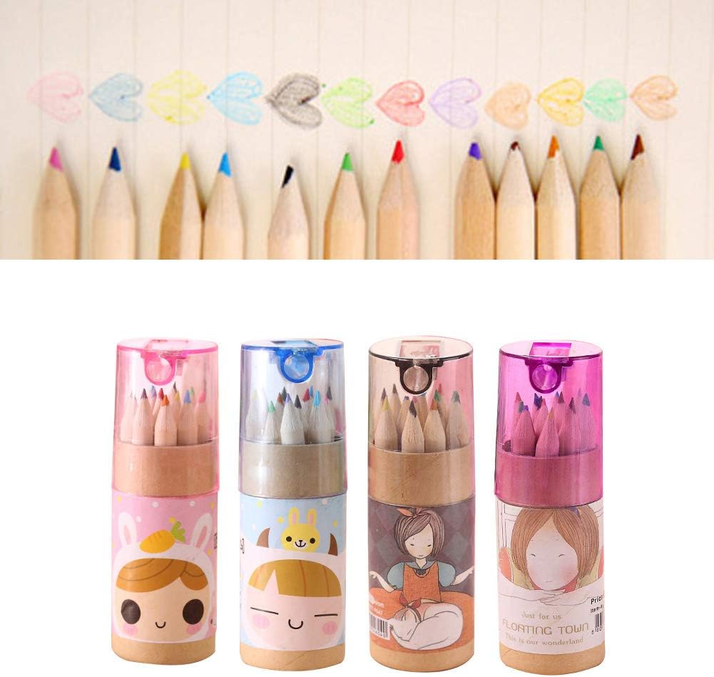 12 Colouring Pencils Kids Set Pencils Sharpener Mini Drawing Colored Pencils With Sharpener Kawaii Manual Pencil Cutter Coloring Pencil Accessory School Supplies For Kid Artists Writing Sketching - Happy Price - Image 6