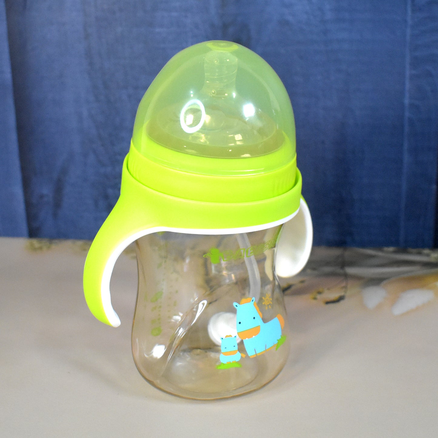 Plastic Baby Feeding Bottle With Handles Straw (300 Ml  1 Pc) - Happy Price - Image 5