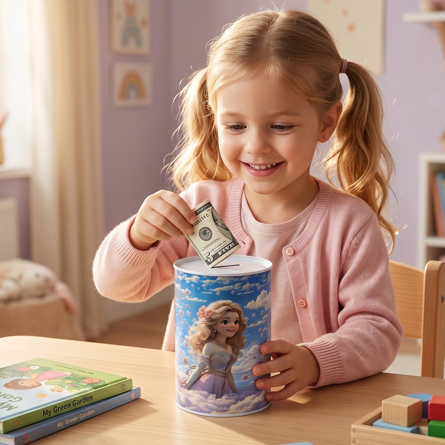 Cute Princess Design Metal Coin Box - 1 Pc Kids Money Bank - Happy Price - Image 6