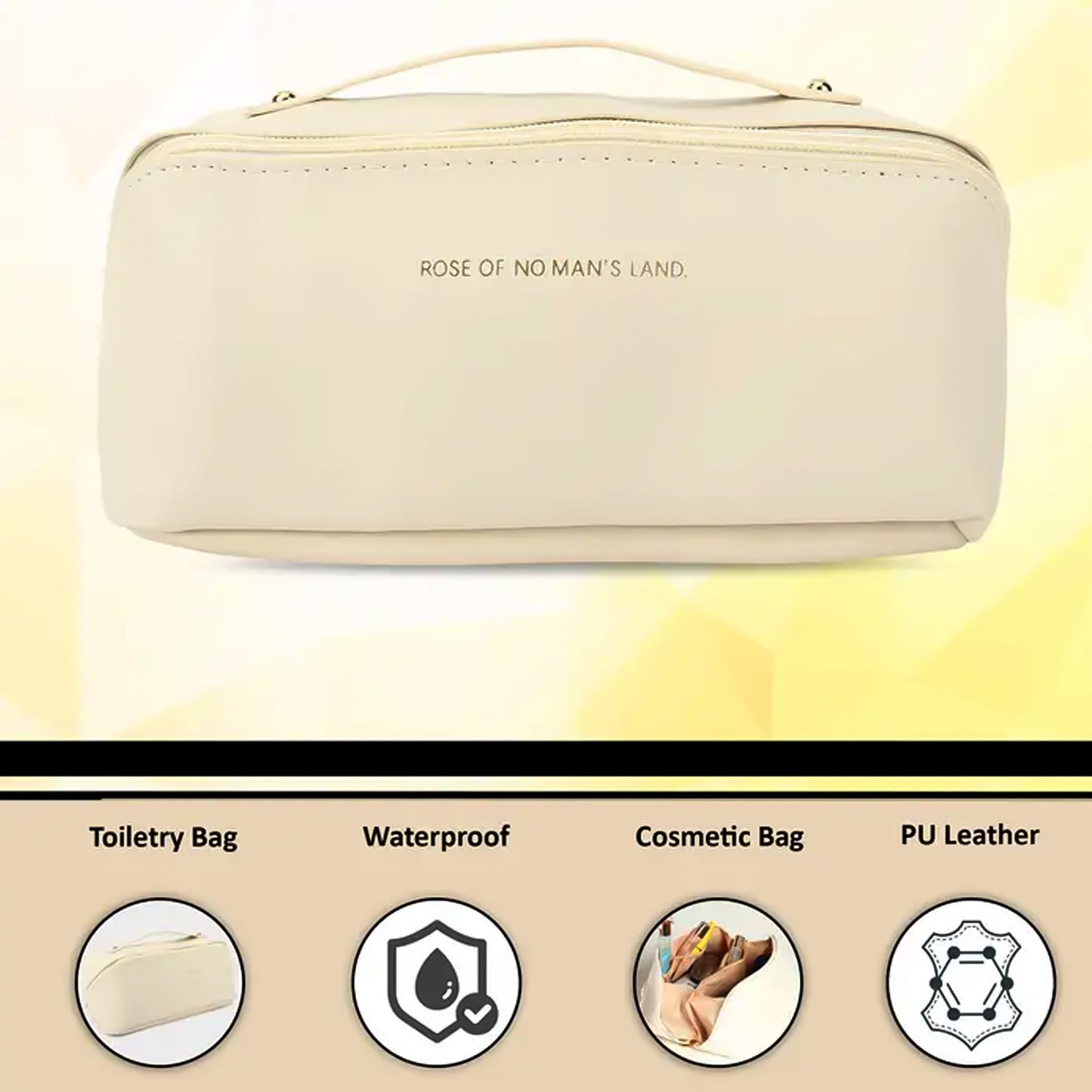 Premium Travel Toiletry Organizer Pouch - Waterproof Cosmetic Bag with Zipper & Handle (1 Pc) - Happy Price - Image 4