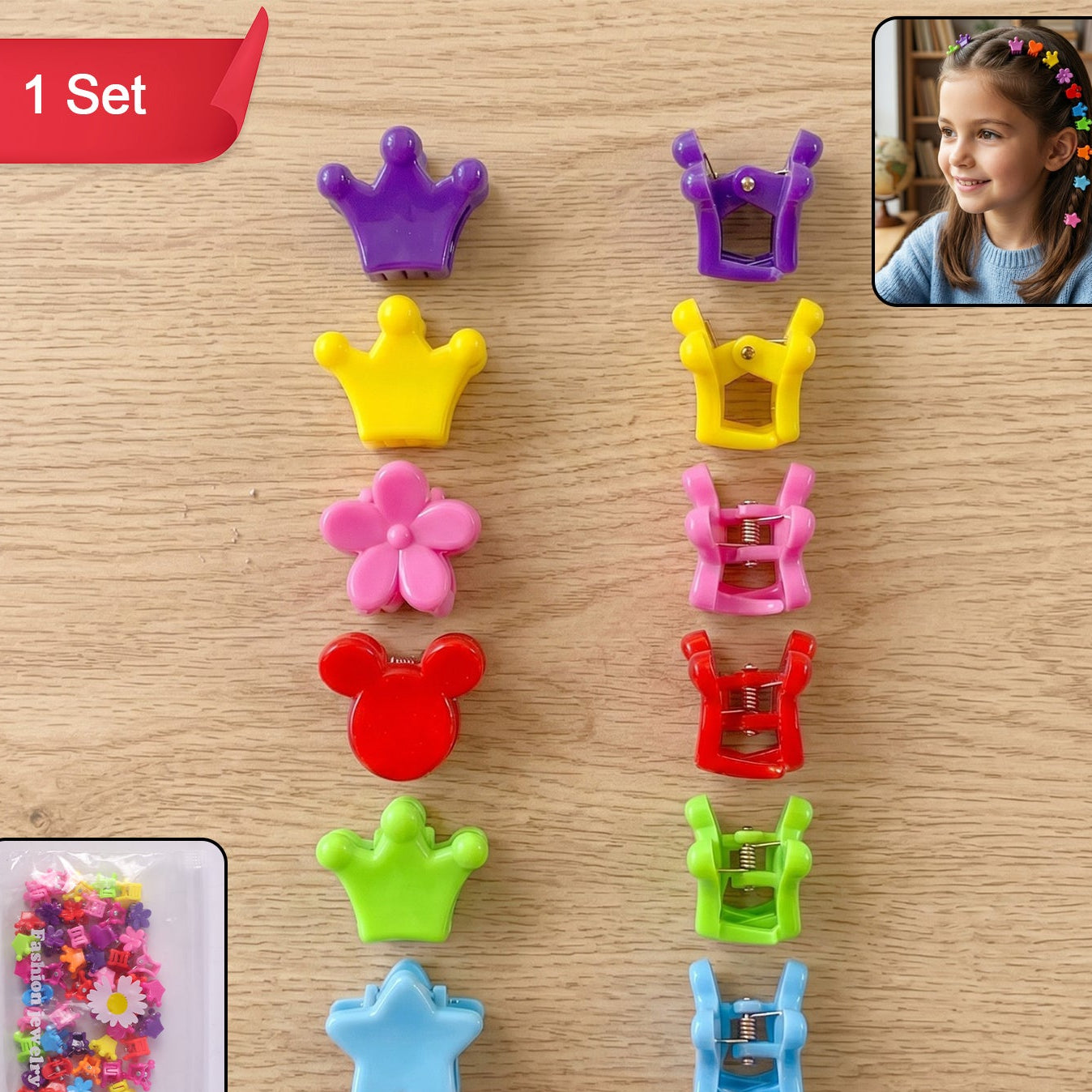 Colorful Mini Hair Claw Clips Set (1 Set)