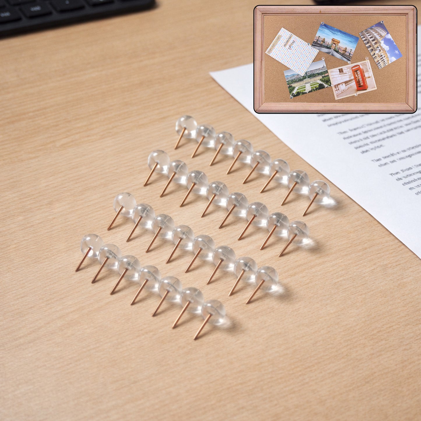 Transparent Crystal Head Push Pins - 30 Pc Set for Notice Boards - Happy Price - Image 2