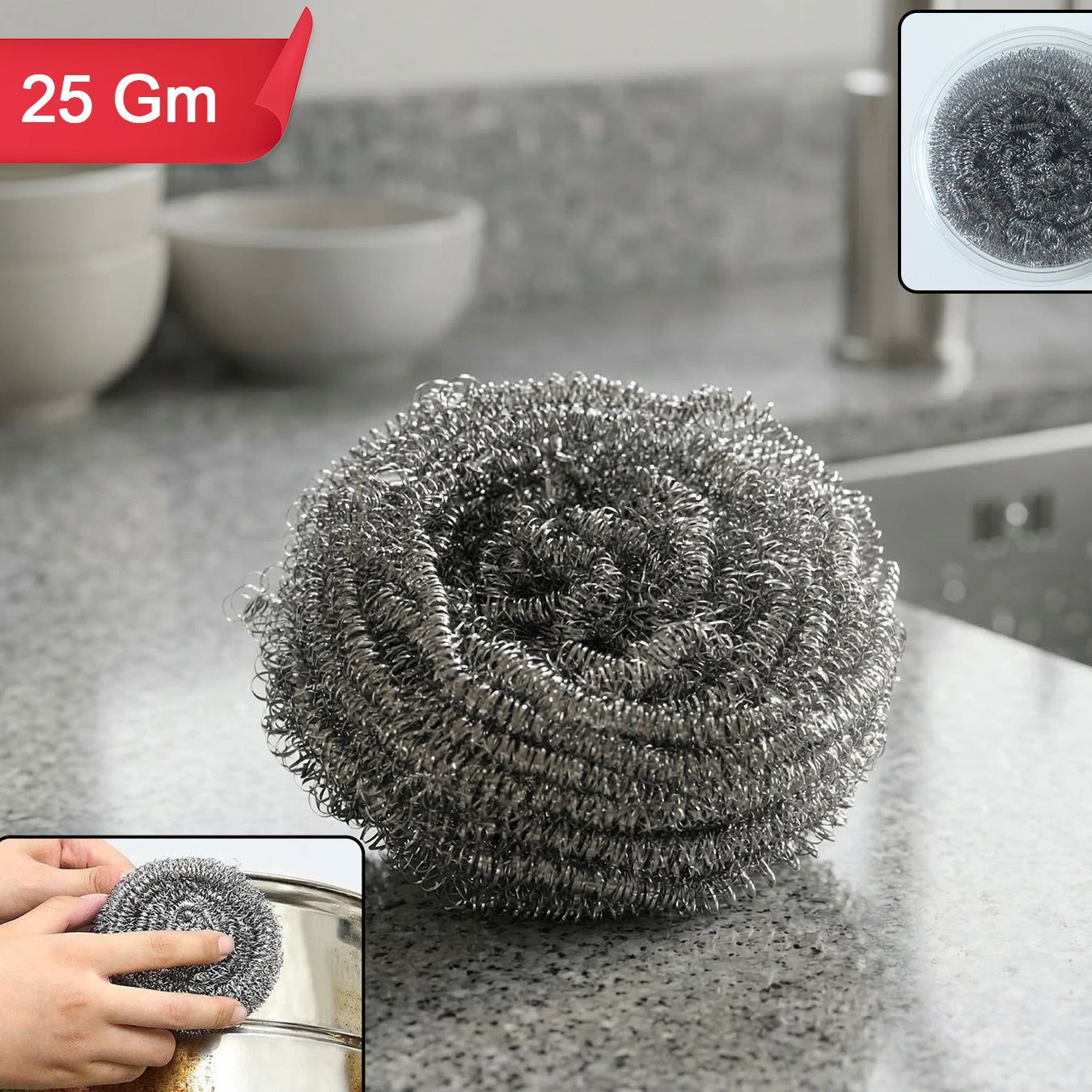 Stainless Steel Scrubber For Kitchen (1 Pc 25 Gm)