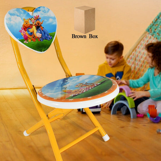 Heart Shape Kids Chair Cartoon Printed Foldable Kids  Children Folding Chair For Playrooms Schools Daycares And Home. Metal And Fibre Body Picnic Beach Camping Chair (1 Pc) - Happy Price - Image 1
