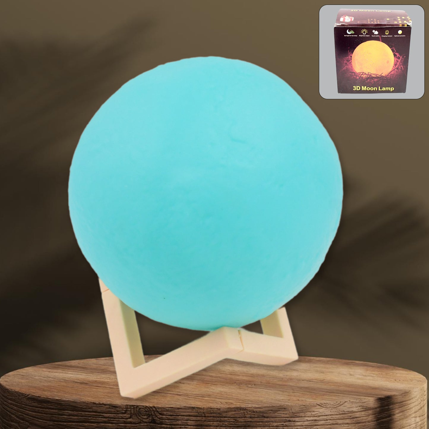 Moon Night Lamp Blue Color With Plastic Stand (15 X12 Cm  1 Pc) - Happy Price - Image 2